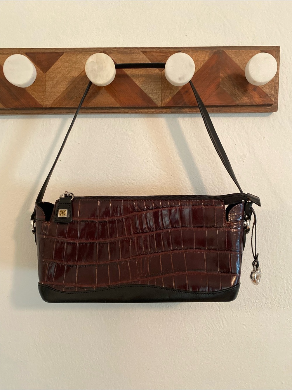 Brighton Vintage Croc Embossed Leather Shoulder Bag C494744